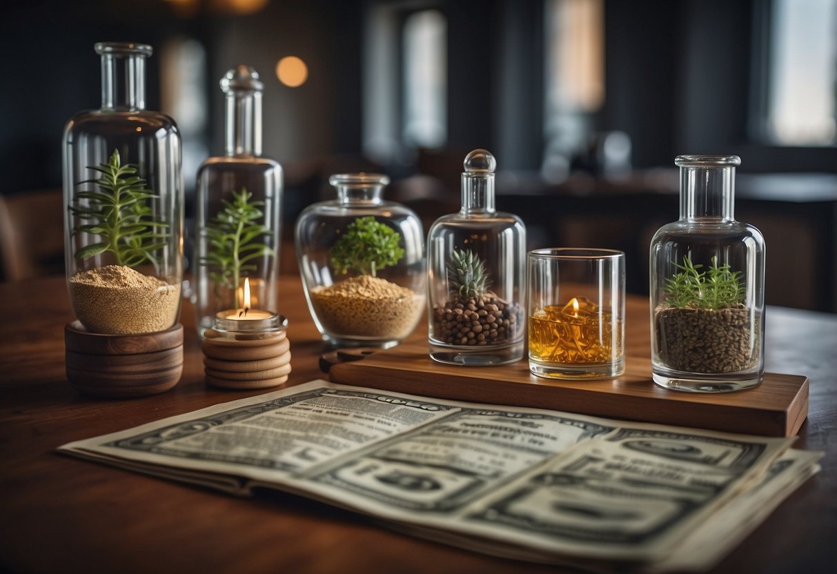 A diverse range of investment vehicles - stocks, bonds, real estate, and commodities - displayed on a table, symbolizing the importance of diversifying a portfolio